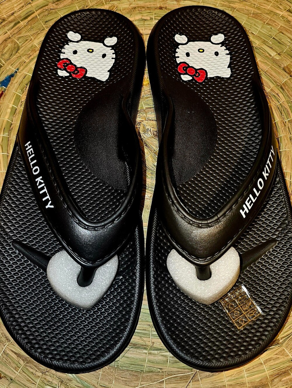 Hello Kitty Black Logo Flip Flops